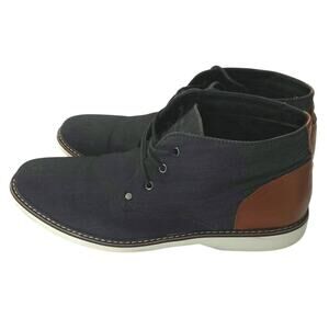 Madden Dolyn Denim chukka boots leather accents tie up size 12 men's preppy
